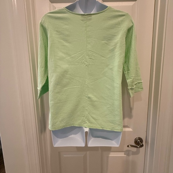 Palm Grove Linen Mint Green Women's Top size PL - Picture 2 of 7